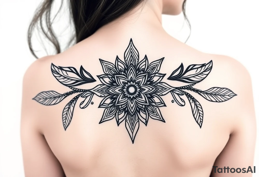 spiritual feathers ornamental mandala shaman tattoo idea