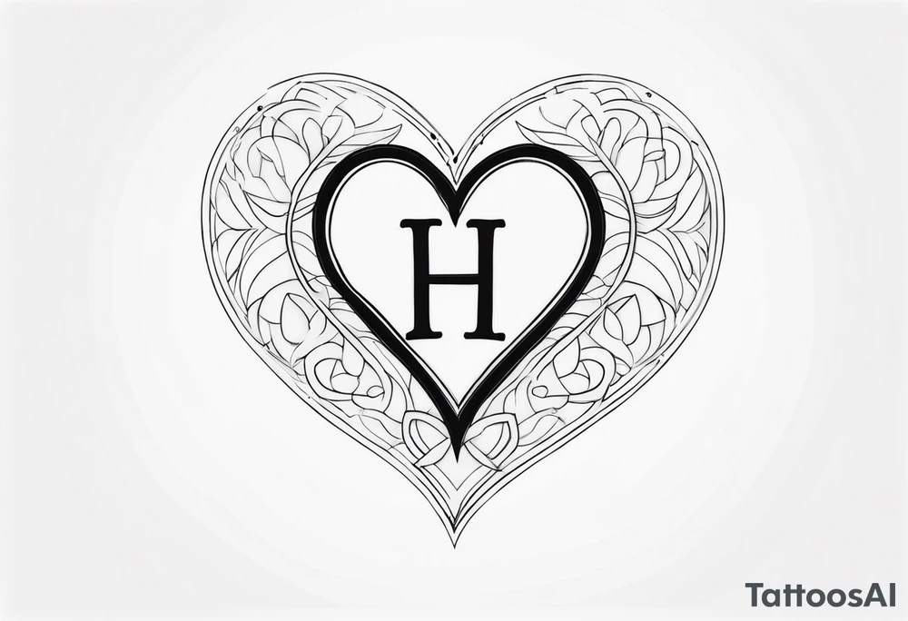Heart with initials I H tattoo idea