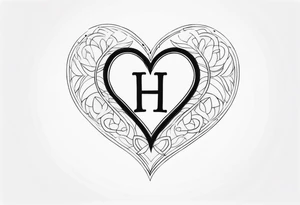 Heart with initials I H tattoo idea
