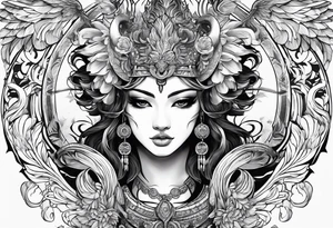 warrior ,
 ram's horns, angel's wings tattoo idea