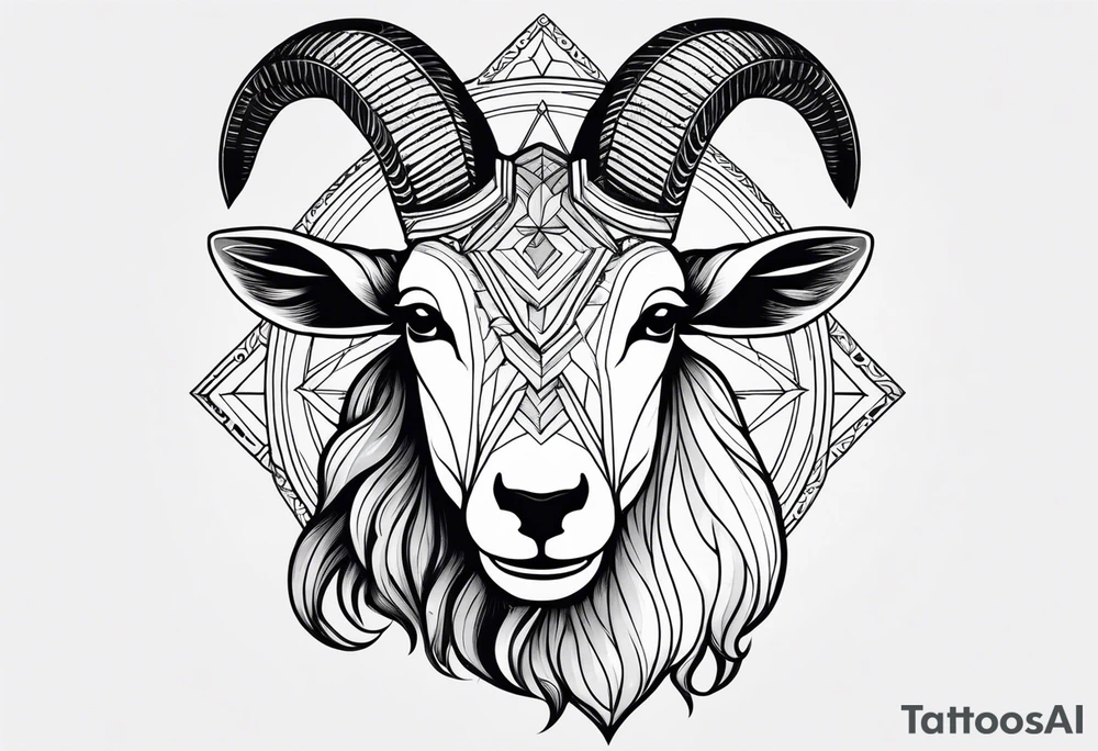 Headshot of Capricorn goat tattoo idea