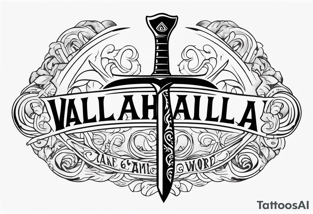Valhalla sword axe tattoo idea
