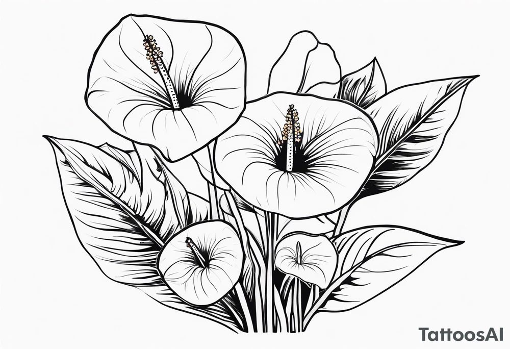 Bouquet d’oeillets et d’anthurium tattoo idea
