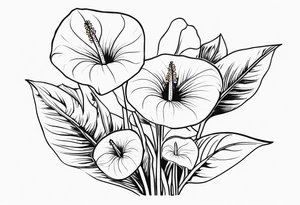 Bouquet d’oeillets et d’anthurium tattoo idea