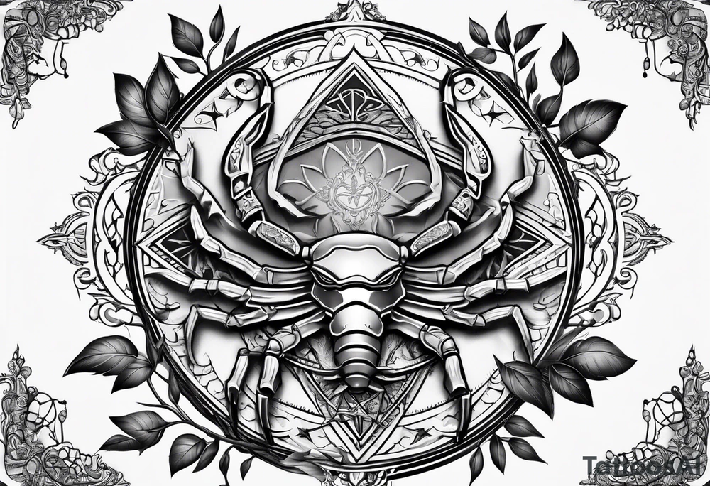 Scorpion star sign with tree of life tattoo idea