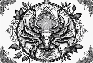 Scorpion star sign with tree of life tattoo idea