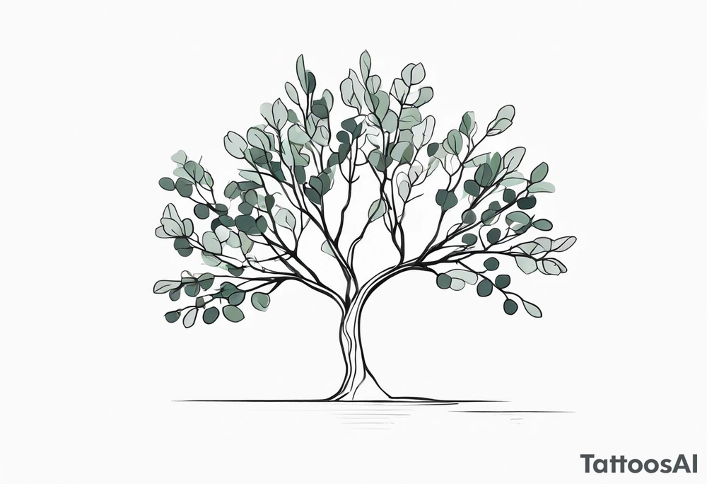 eucalyptus branch in the shape of a tree. tattoo idea