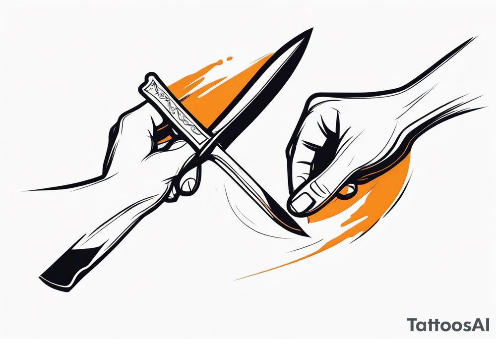 Two hands shaking with a knife going through them tattoo idea Two hands shaking with a knife going through them tattoo idea
