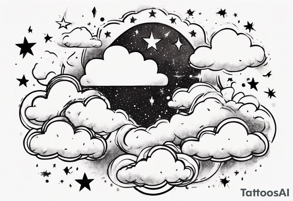 cloud with the date and stars tattoo idea