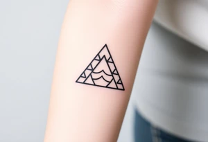 Geometric small triangle about different paths in life merge together and become stronger while being psychedelic and trippy make it fine thin lines tattoo idea