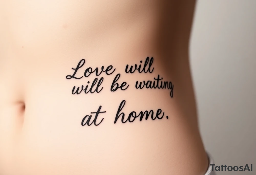 Phrase that says "Love will be waiting at home. " tattoo idea