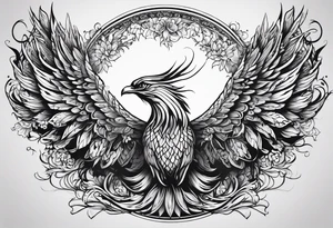 Small phoenix rising up. For mom memory. Little details tattoo idea
