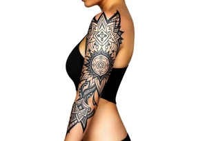shaman style mytical bold line tattoo idea