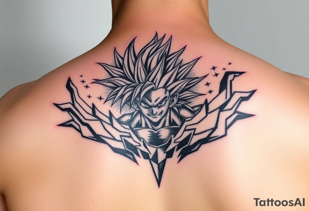 legendary dragonball z scene with energy aura and power effects tattoo idea