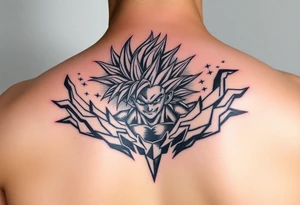 legendary dragonball z scene with energy aura and power effects tattoo idea