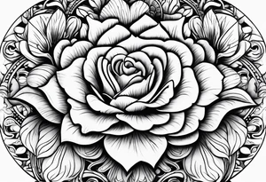 Flowers with love hearts with uplifting 
words in the heart tattoo idea