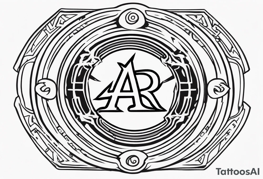 naruto headband with the letters AR in the middle tattoo idea