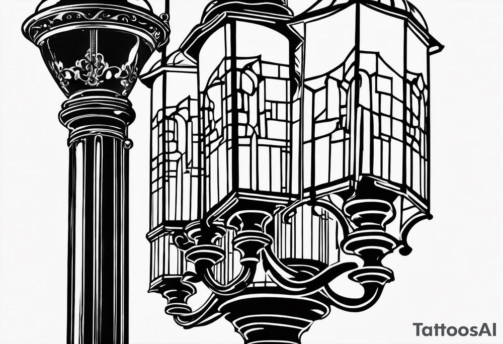 Street lamp whole thing no background tattoo idea