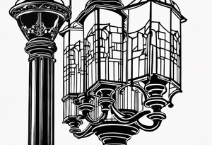 Street lamp whole thing no background tattoo idea