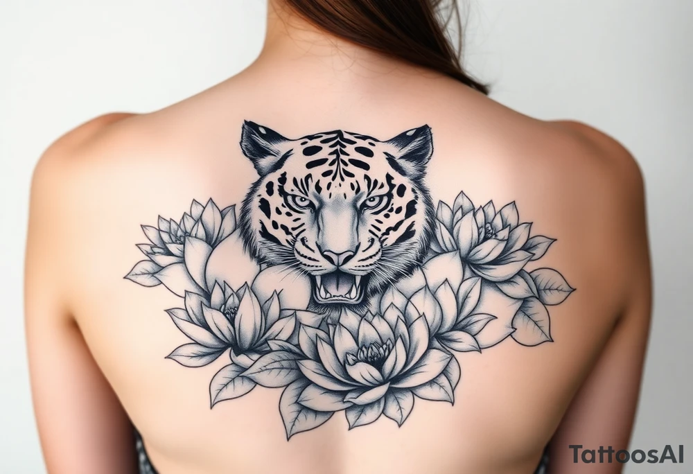 fierce tiger emerging through blooming lotus flowers in mist tattoo idea fierce tiger emerging through blooming lotus flowers in mist tattoo idea