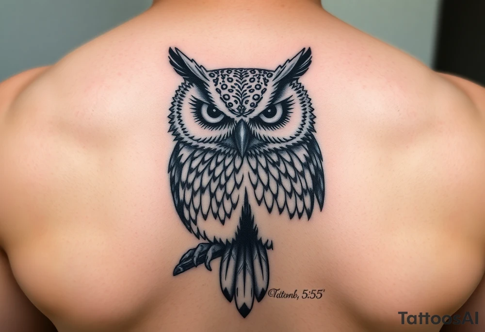 ovo drake owl with time stamp 5:55 tattoo idea