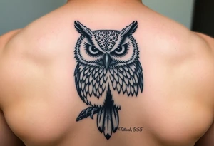 ovo drake owl with time stamp 5:55 tattoo idea
