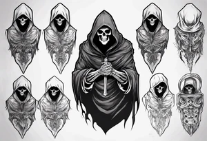 Upper half of a hooded reaper with no weapon tattoo idea