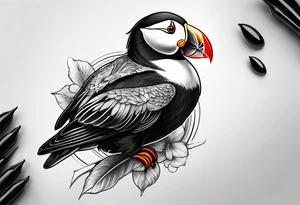 a black flying puffin 
 -  forarm Tattoo tattoo idea