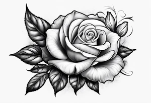 Realistic rose portrait with dove flying and rose in its mouth tattoo idea