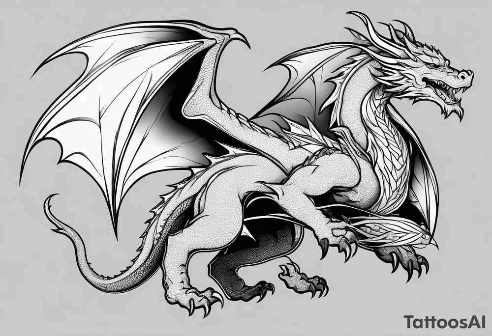 Dragon out of single line tattoo idea