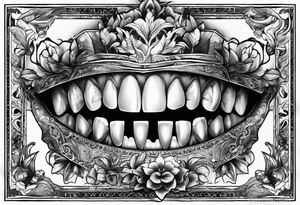 teeth biting money tattoo idea