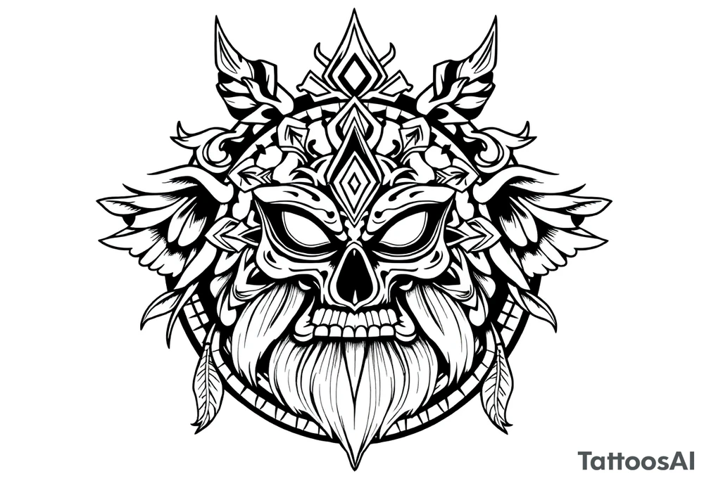 mytical shaman style ornametn with ancient rhyme tattoo idea