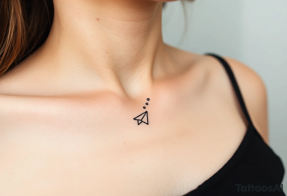 Line tattoo scene with paper plane, play symbol, pause symbol, stop symbol, rewind symbol, mental health awareness tattoo idea