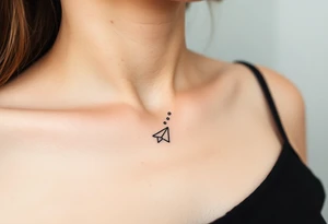 Line tattoo scene with paper plane, play symbol, pause symbol, stop symbol, rewind symbol, mental health awareness tattoo idea