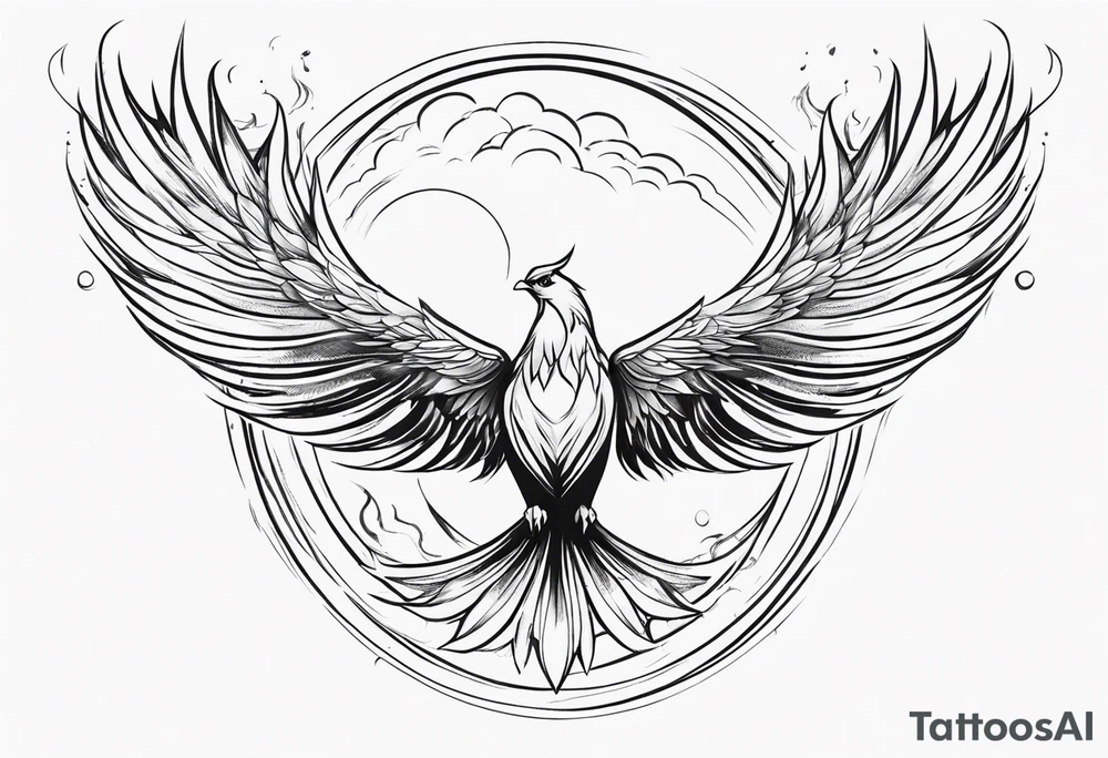 A phoenix transitioning from life to death or from ashes to rebirth tattoo idea