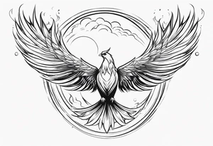 A phoenix transitioning from life to death or from ashes to rebirth tattoo idea