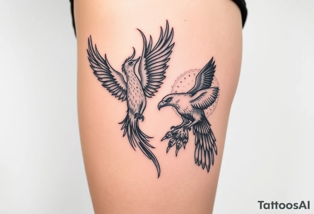 phoenix and eagle tattoo idea