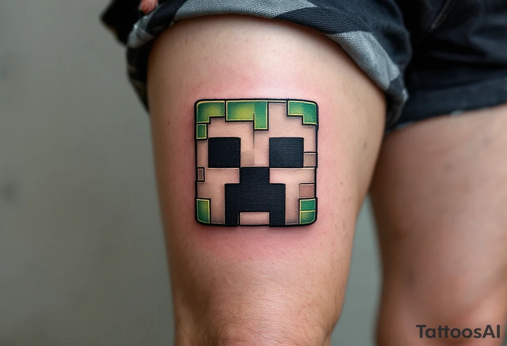 Small Minecraft creeper head block tattoo idea