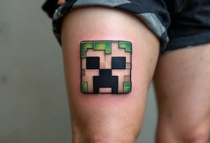 Small Minecraft creeper head block tattoo idea