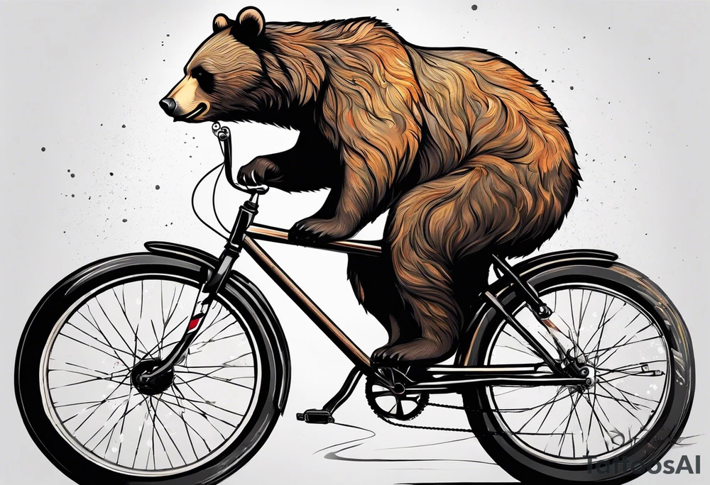 bear riding a bicycle tattoo idea