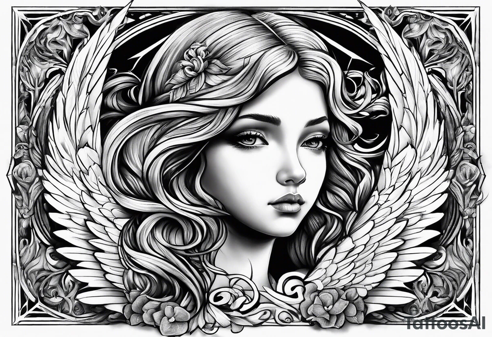 angel watching 4 children tattoo idea