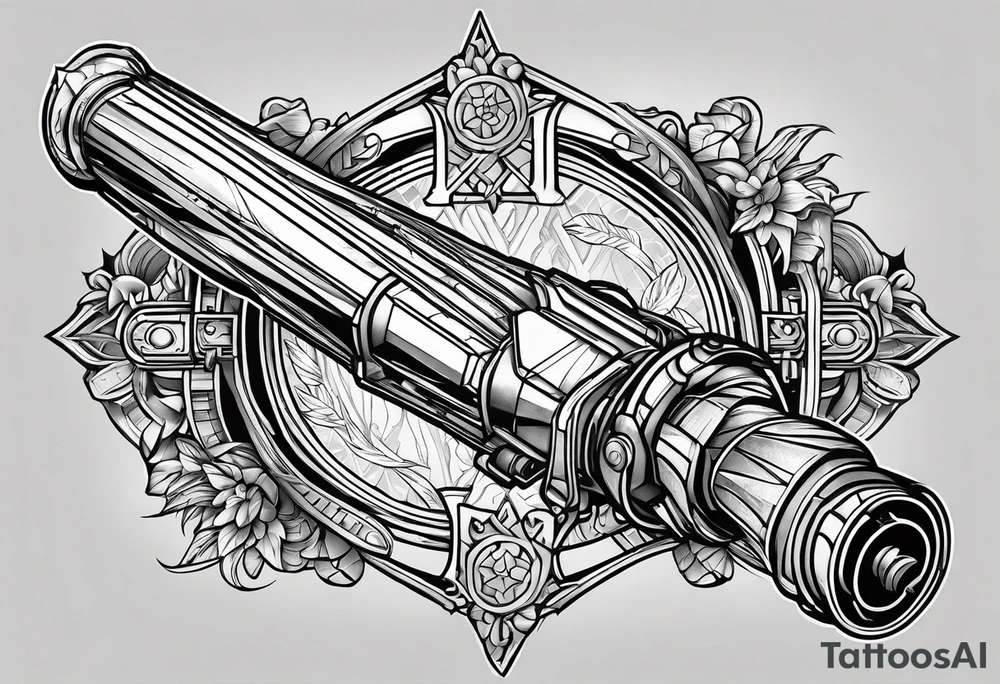 futuristic light saber hilts crossing tattoo idea