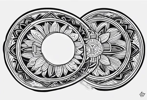 Filipino sun, Filipino Polynesian style, surname Reyes Espina, not vulgar, family crest round shape that looks good on a wrist or bicep, not traditional American tribal, family, love tattoo idea