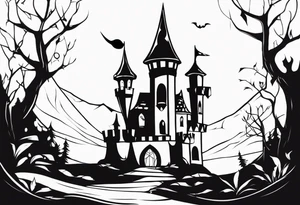 jack skellington and his castle tattoo idea