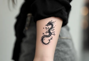 dragon japanese style sakura trees tattoo idea