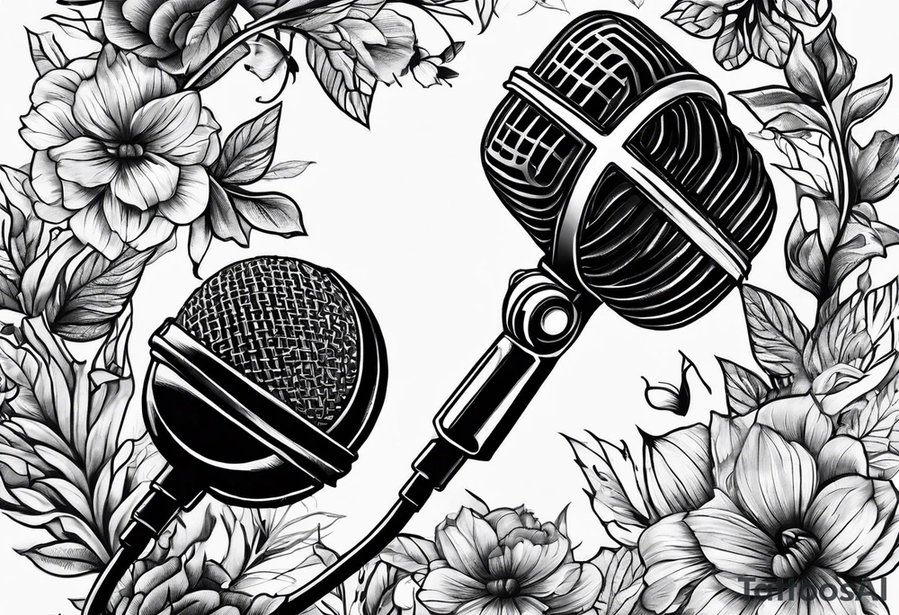 A microphone in nature tattoo idea