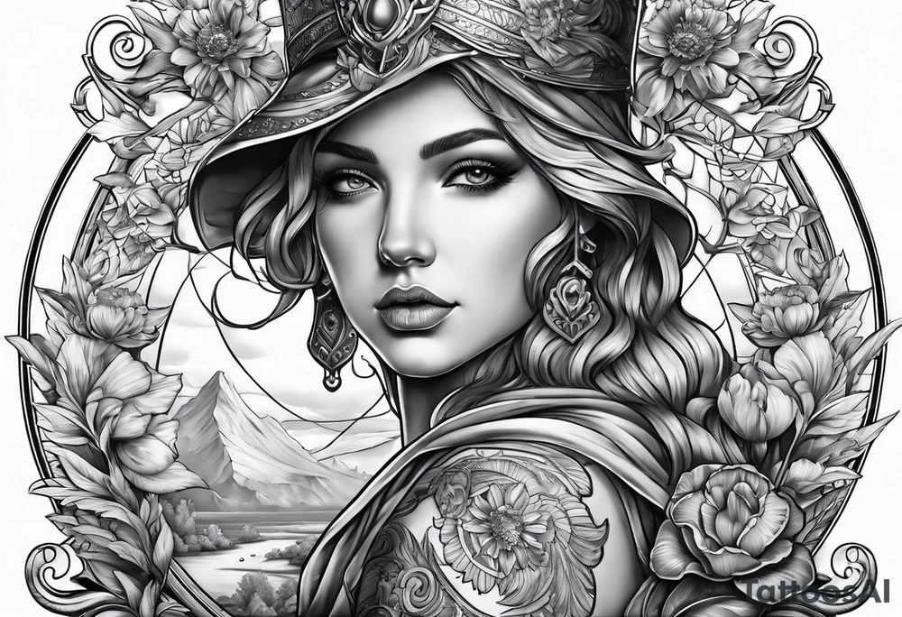 Themis with scales in hands tattoo idea