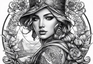 Themis with scales in hands tattoo idea