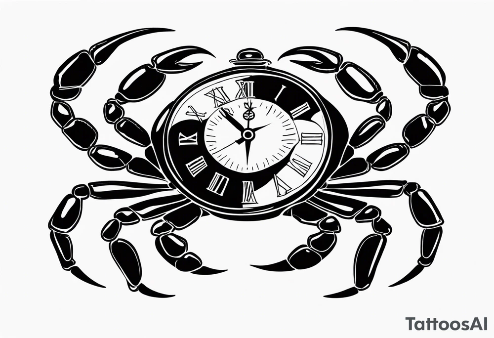 Zodiac crab with clock tattoo idea