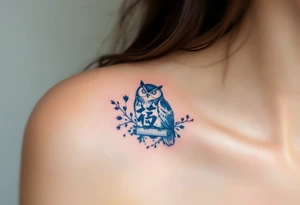 智 (zhì, “wisdom”) in navy blue ink is matched with an owl or scroll to symbolize clarity and knowledge. tattoo idea
